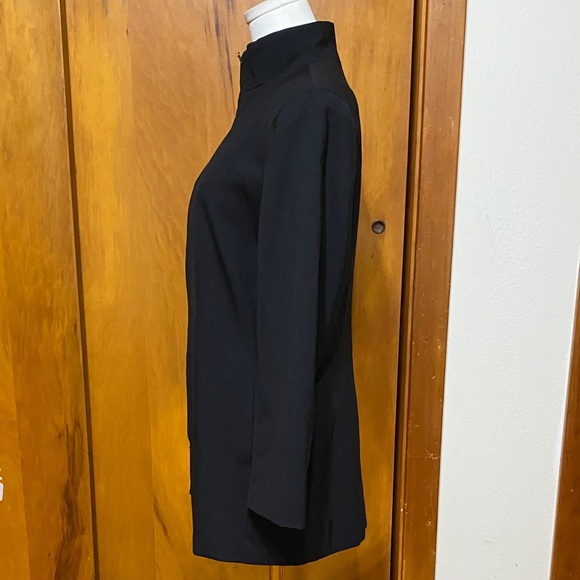 Donatella Black 100% Wool Women's Long Blazer Jacket Full Zip Up Closure Lined - Picture 2 of 7